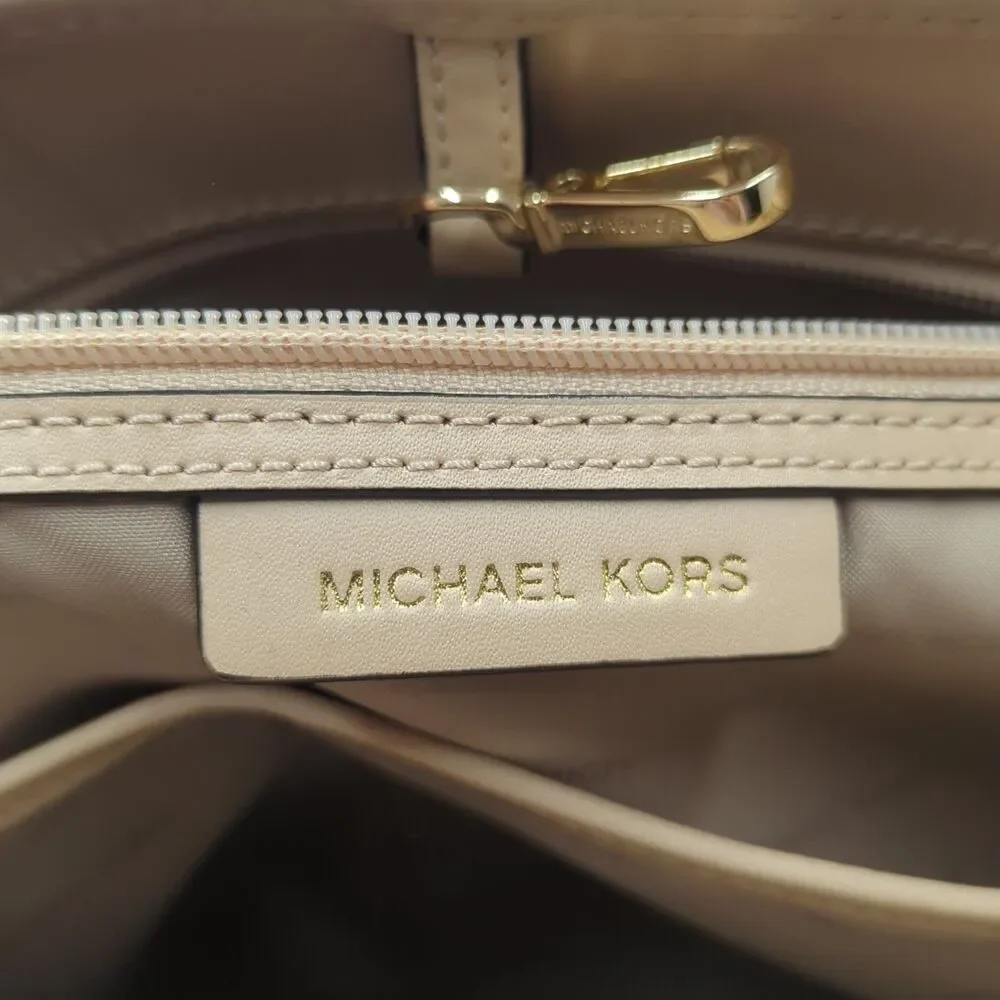 Michael Kors Jet Set Travel East West Monogram Tote Bag Purse Vanilla - Picture 15 of 16